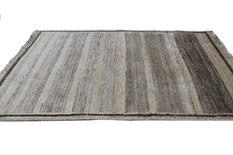 142 x 102 cm Gabbeh Tribal Wool Rugs Handcrafted Grey Colour - Rugoutlet