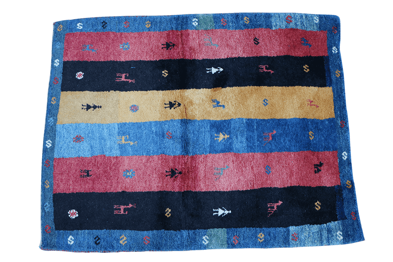 142 x 111 Gabbeh Tribal Wool Rugs Handmade Multi-Coloured - Rugoutlet