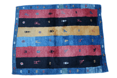 142 x 111 Gabbeh Tribal Wool Rugs Handmade Multi-Coloured - Rugoutlet