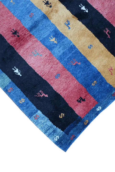 142 x 111 Gabbeh Tribal Wool Rugs Handmade Multi-Coloured - Rugoutlet