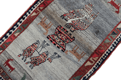 156 x 90 cm Gabbeh Tribal Wool Rugs Handmade Grey Colour - Rugoutlet