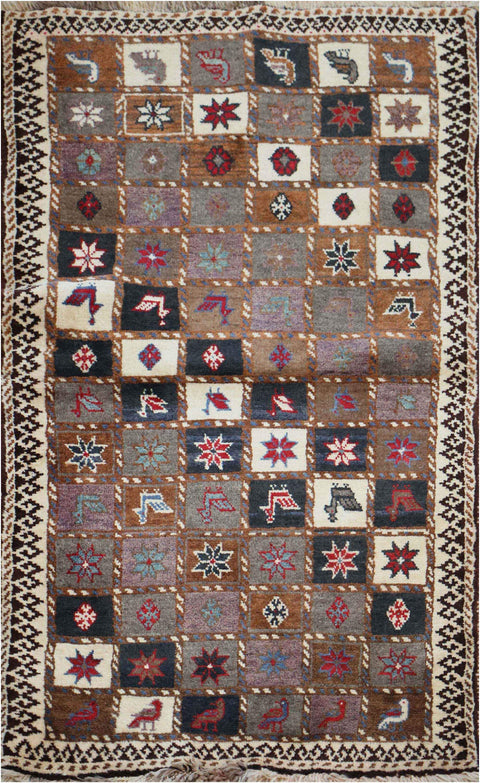188 x 82 cm Gabbeh Tribal Wool Rug Hand-Knotted Multi-Coloured - Rugoutlet