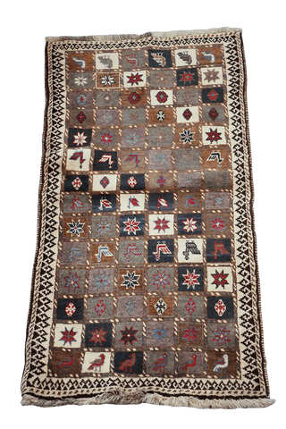 188 x 82 cm Gabbeh Tribal Wool Rug Hand-Knotted Multi-Coloured - Rugoutlet