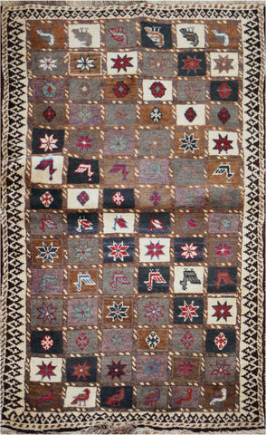 188 x 82 cm Gabbeh Tribal Wool Rug Hand-Knotted Multi-Coloured - Rugoutlet