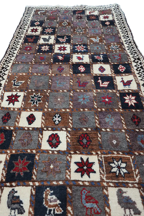 188 x 82 cm Gabbeh Tribal Wool Rug Hand-Knotted Multi-Coloured - Rugoutlet