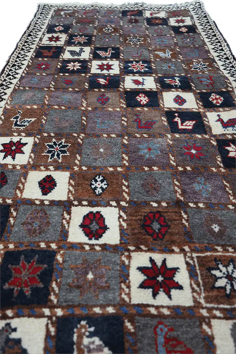 188 x 82 cm Gabbeh Tribal Wool Rug Hand-Knotted Multi-Coloured - Rugoutlet