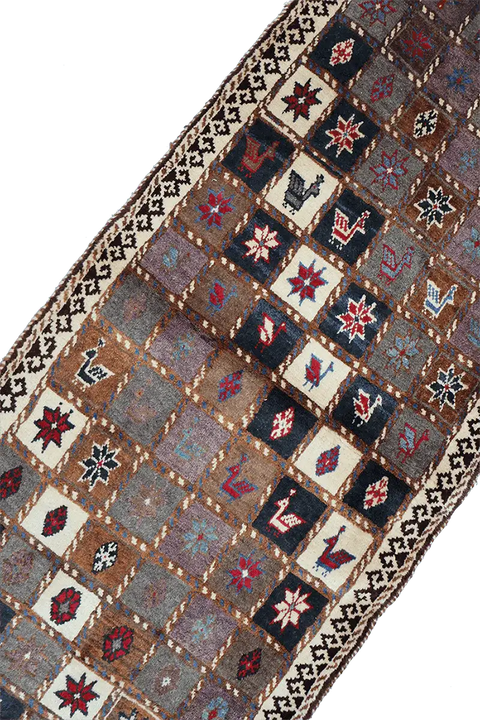 188 x 82 cm Gabbeh Tribal Wool Rug Hand-Knotted Multi-Coloured - Rugoutlet