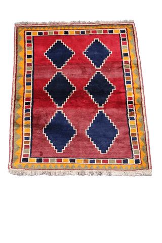 175 x 123 cm Gabbeh Tribal Wool Rugs Hand Knotted Red Blue Colour - Rugoutlet