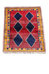 175 x 123 cm Gabbeh Tribal Wool Rugs Hand Knotted Red Blue Colour - Rugoutlet