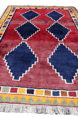 175 x 123 cm Gabbeh Tribal Wool Rugs Hand Knotted Red Blue Colour - Rugoutlet