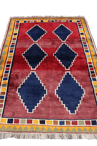 175 x 123 cm Gabbeh Tribal Wool Rugs Hand Knotted Red Blue Colour - Rugoutlet
