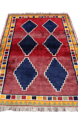 175 x 123 cm Gabbeh Tribal Wool Rugs Hand Knotted Red Blue Colour - Rugoutlet