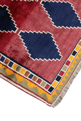 175 x 123 cm Gabbeh Tribal Wool Rugs Hand Knotted Red Blue Colour - Rugoutlet