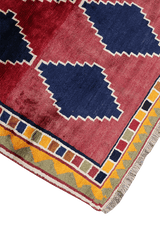 175 x 123 cm Gabbeh Tribal Wool Rugs Hand Knotted Red Blue Colour - Rugoutlet