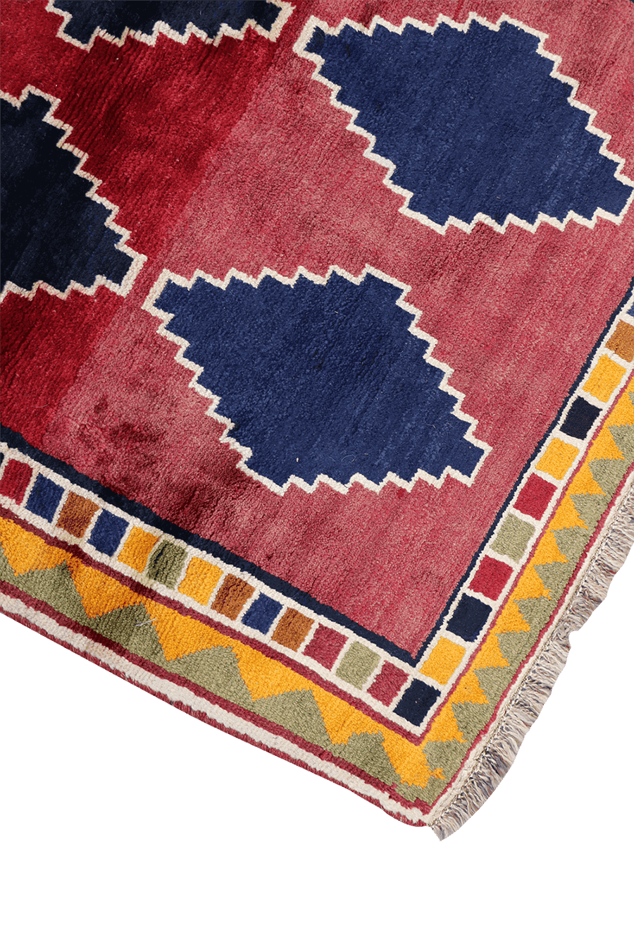 175 x 123 cm Gabbeh Tribal Wool Rugs Hand Knotted Red Blue Colour - Rugoutlet