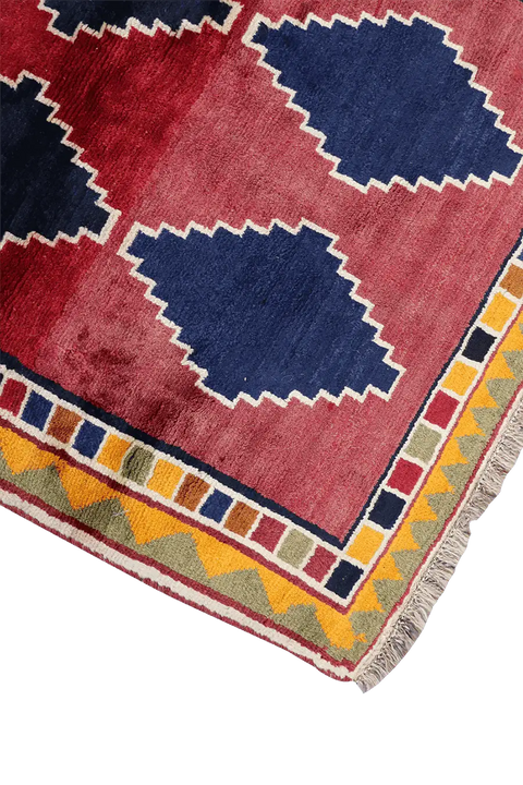 175 x 123 cm Gabbeh Tribal Wool Rugs Hand Knotted Red Blue Colour - Rugoutlet