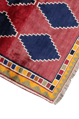 175 x 123 cm Gabbeh Tribal Wool Rugs Hand Knotted Red Blue Colour - Rugoutlet