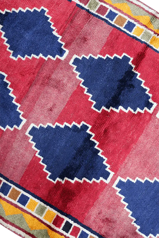 175 x 123 cm Gabbeh Tribal Wool Rugs Hand Knotted Red Blue Colour - Rugoutlet