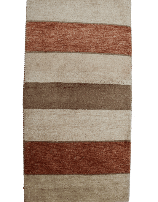 143 x 74 cm Gabbeh Tribal Wool Rugs Handmade Beige Brown - Rugoutlet