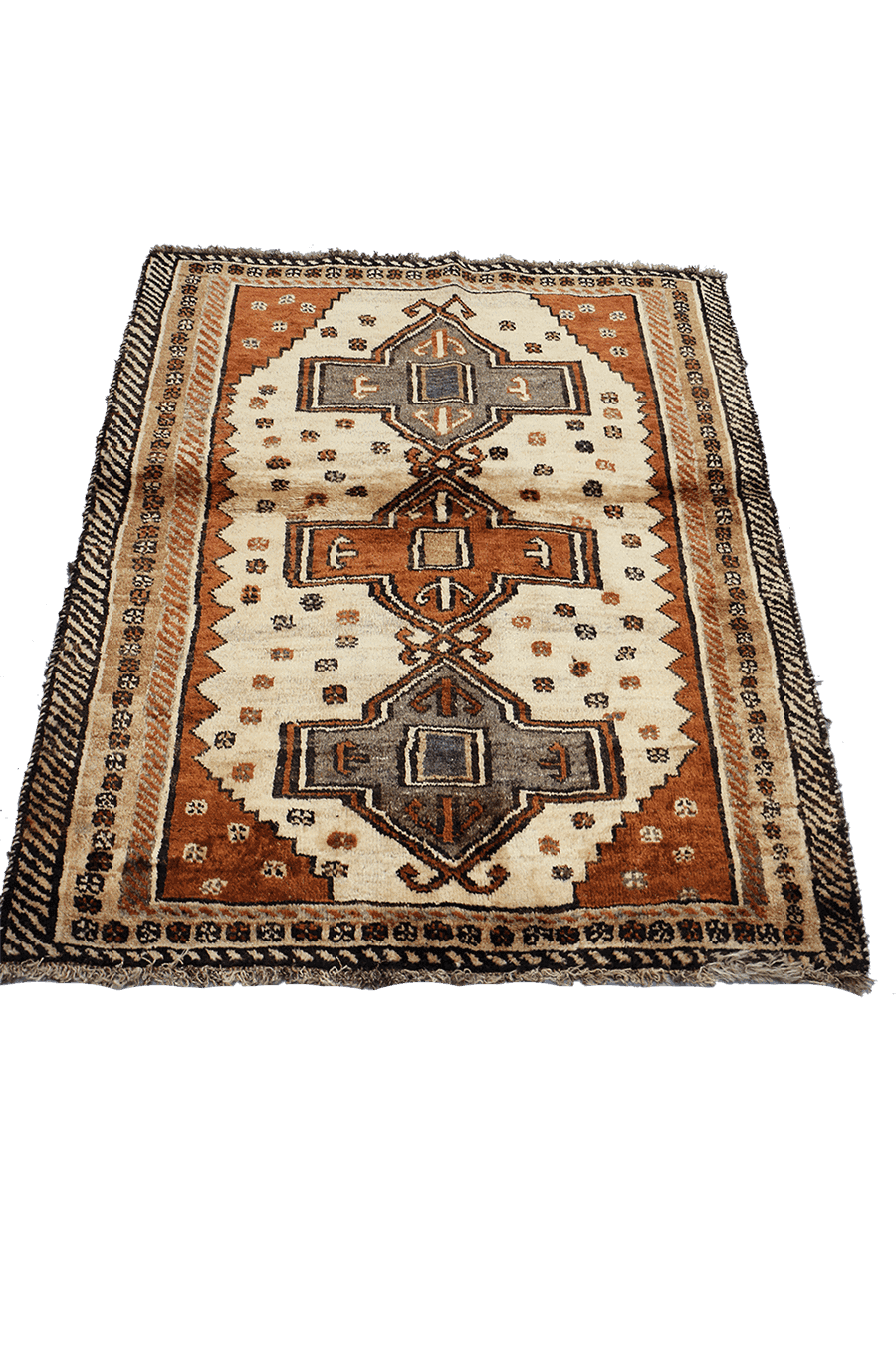 158 x 125 cm Gabbeh Tribal Wool Rugs Handmade Beige Brown Colour - Rugoutlet