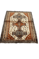 158 x 125 cm Gabbeh Tribal Wool Rugs Handmade Beige Brown Colour - Rugoutlet