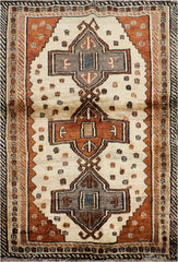 158 x 125 cm Gabbeh Tribal Wool Rugs Handmade Beige Brown Colour - Rugoutlet