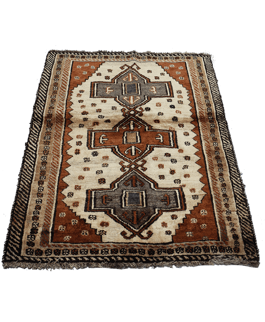 158 x 125 cm Gabbeh Tribal Wool Rugs Handmade Beige Brown Colour - Rugoutlet