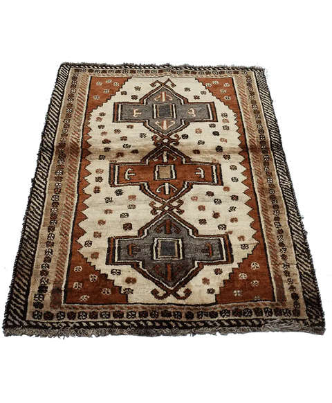 158 x 125 cm Gabbeh Tribal Wool Rugs Handmade Beige Brown Colour - Rugoutlet
