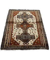 158 x 125 cm Gabbeh Tribal Wool Rugs Handmade Beige Brown Colour - Rugoutlet