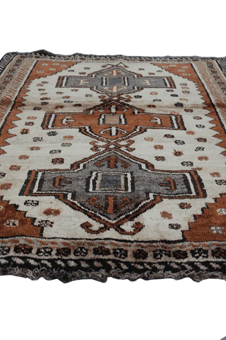 158 x 125 cm Gabbeh Tribal Wool Rugs Handmade Beige Brown Colour - Rugoutlet