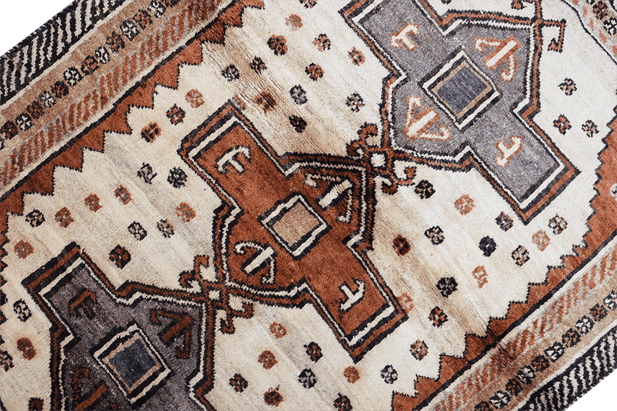 158 x 125 cm Gabbeh Tribal Wool Rugs Handmade Beige Brown Colour - Rugoutlet