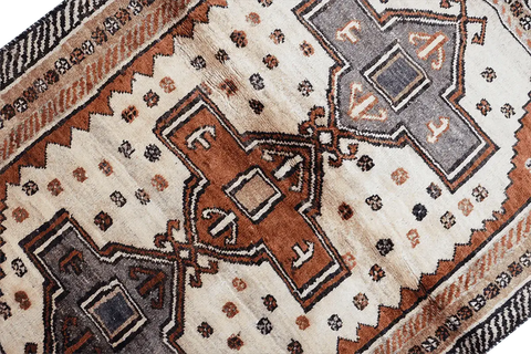 158 x 125 cm Gabbeh Tribal Wool Rugs Handmade Beige Brown Colour - Rugoutlet