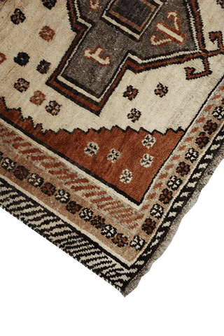 158 x 125 cm Gabbeh Tribal Wool Rugs Handmade Beige Brown Colour - Rugoutlet