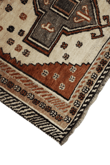 158 x 125 cm Gabbeh Tribal Wool Rugs Handmade Beige Brown Colour - Rugoutlet