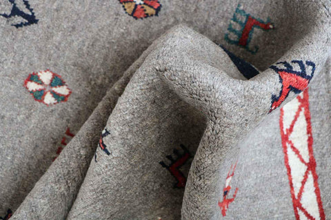 143 x 103 cm Gabbeh Tribal Wool Rugs Handmade Grey Colour - Rugoutlet