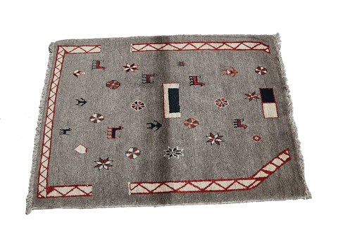 143 x 103 cm Gabbeh Tribal Wool Rugs Handmade Grey Colour - Rugoutlet
