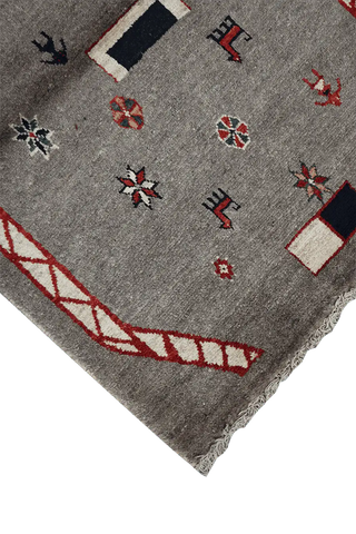 143 x 103 cm Gabbeh Tribal Wool Rugs Handmade Grey Colour - Rugoutlet