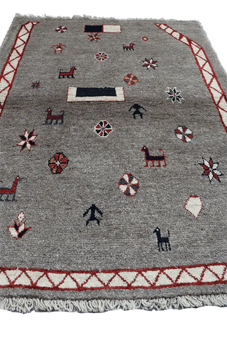 143 x 103 cm Gabbeh Tribal Wool Rugs Handmade Grey Colour - Rugoutlet
