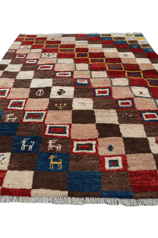 132x100 cm Multi-coloured contemporary Persian Gabbeh Qashqai Tribal Wool Rug - Rugoutlet