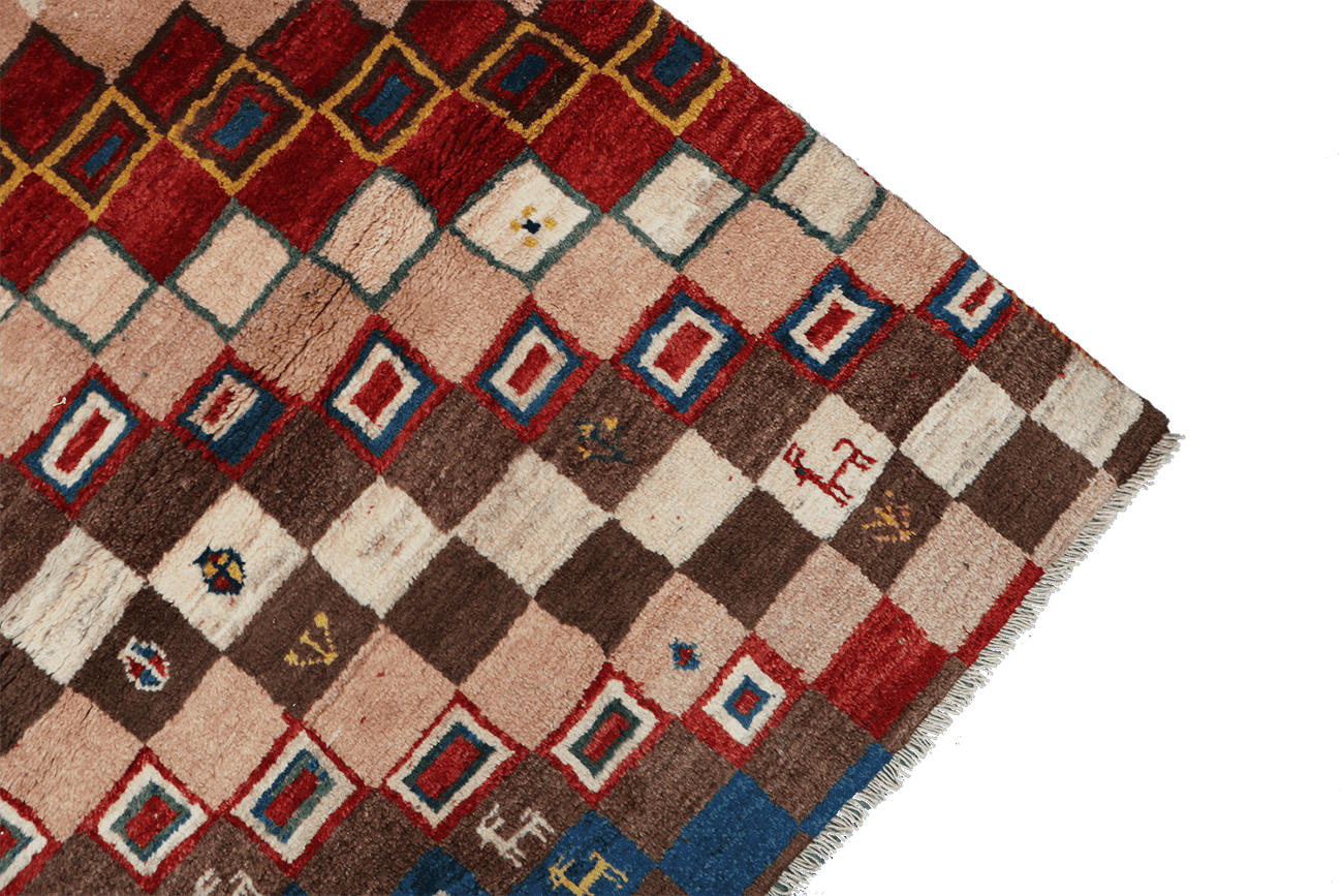 132x100 cm Multi-coloured contemporary Persian Gabbeh Qashqai Tribal Wool Rug - Rugoutlet