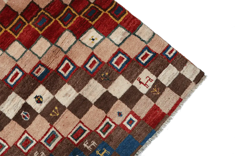 132x100 cm Multi-coloured contemporary Persian Gabbeh Qashqai Tribal Wool Rug - Rugoutlet