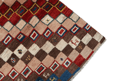 132x100 cm Multi-coloured contemporary Persian Gabbeh Qashqai Tribal Wool Rug - Rugoutlet