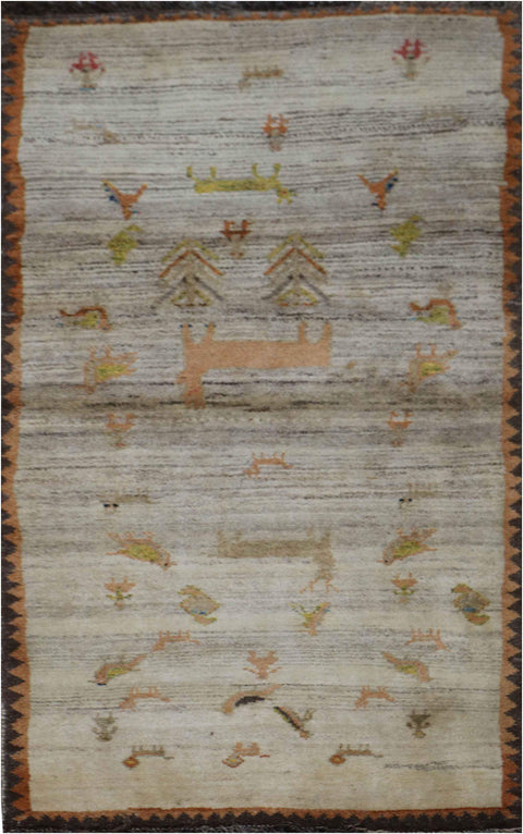206 x 88 cm Gabbeh Tribal Wool Rug Hand-Knotted Brown Colour - Rugoutlet