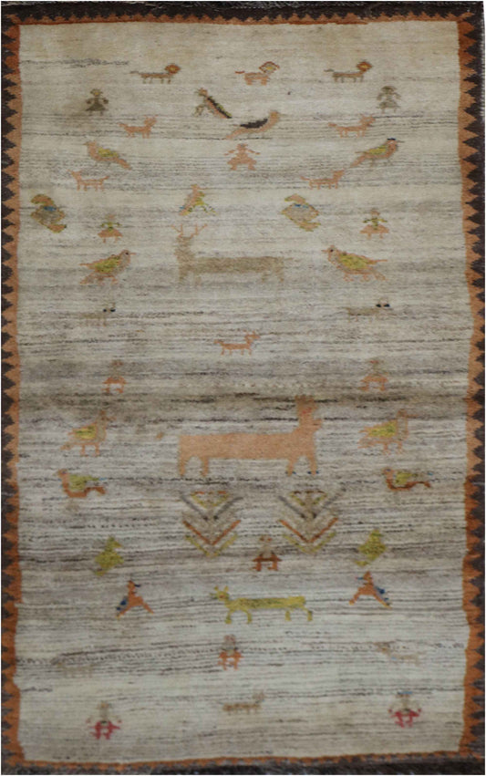 206 x 88 cm Gabbeh Tribal Wool Rug Hand-Knotted Brown Colour - Rugoutlet