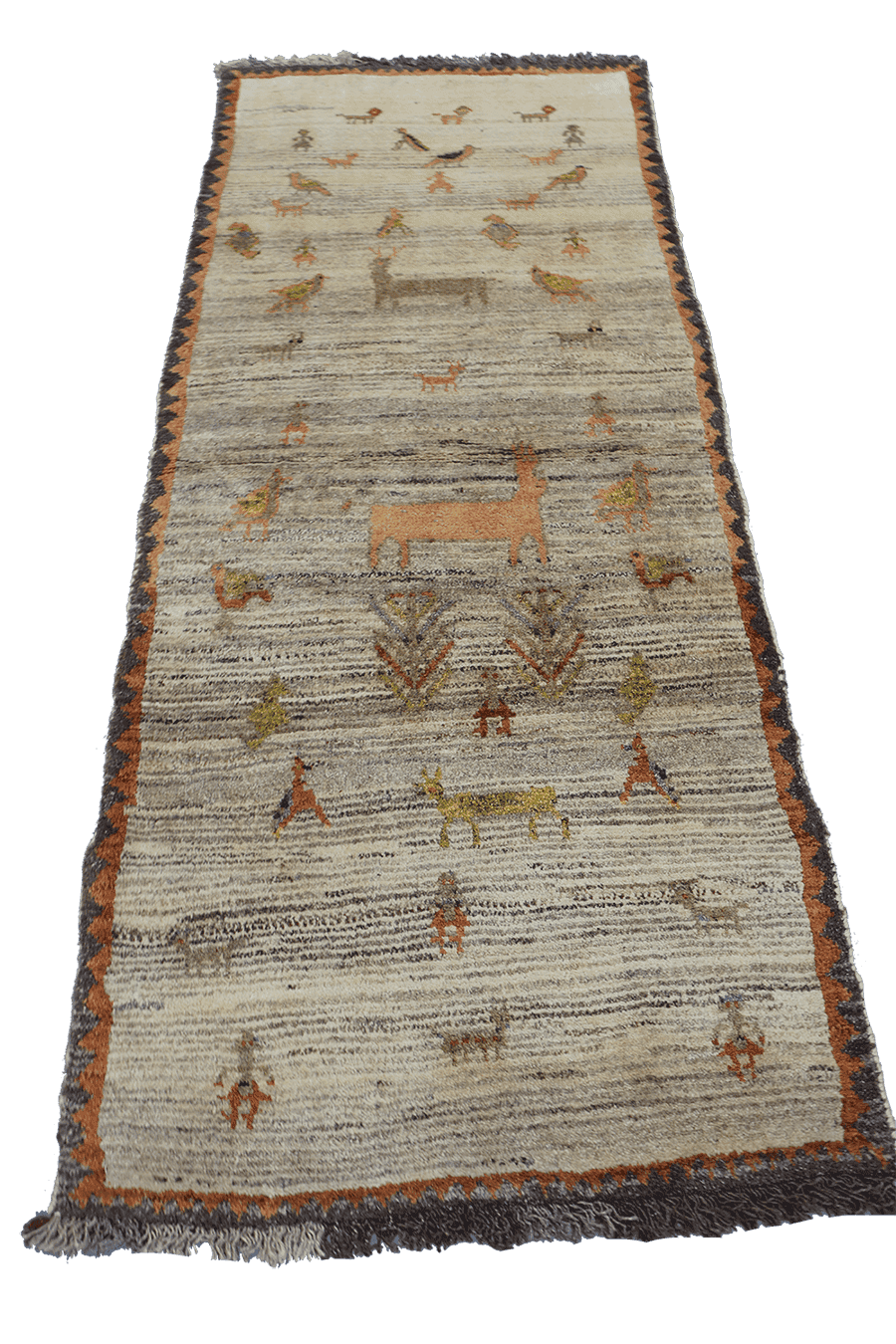 206 x 88 cm Gabbeh Tribal Wool Rug Hand-Knotted Brown Colour - Rugoutlet