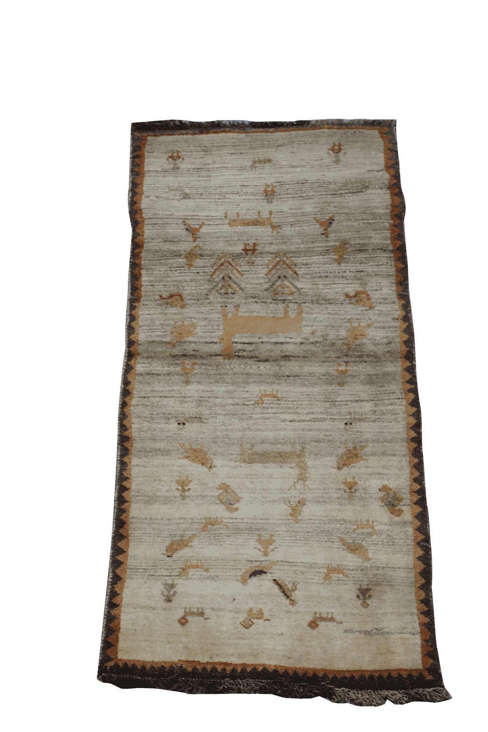 206 x 88 cm Gabbeh Tribal Wool Rug Hand-Knotted Brown Colour - Rugoutlet