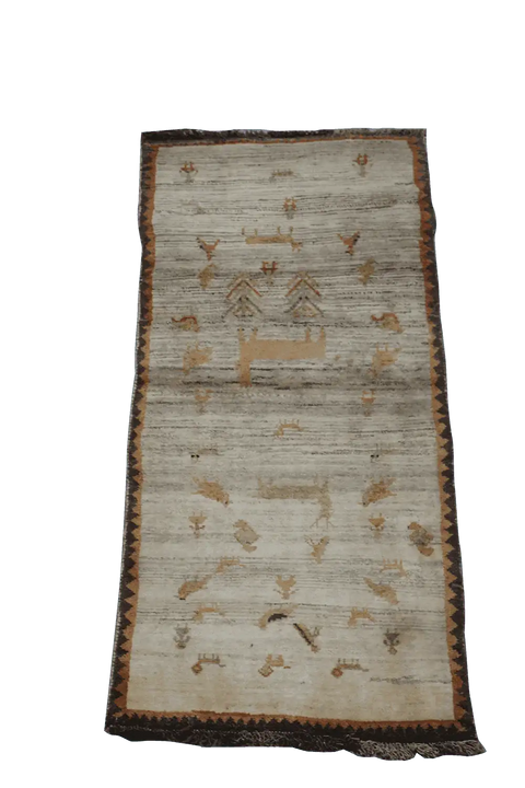 206 x 88 cm Gabbeh Tribal Wool Rug Hand-Knotted Brown Colour - Rugoutlet