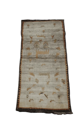 206 x 88 cm Gabbeh Tribal Wool Rug Hand-Knotted Brown Colour - Rugoutlet