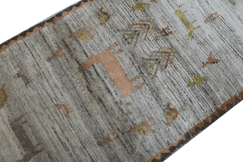 206 x 88 cm Gabbeh Tribal Wool Rug Hand-Knotted Brown Colour - Rugoutlet