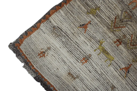 206 x 88 cm Gabbeh Tribal Wool Rug Hand-Knotted Brown Colour - Rugoutlet